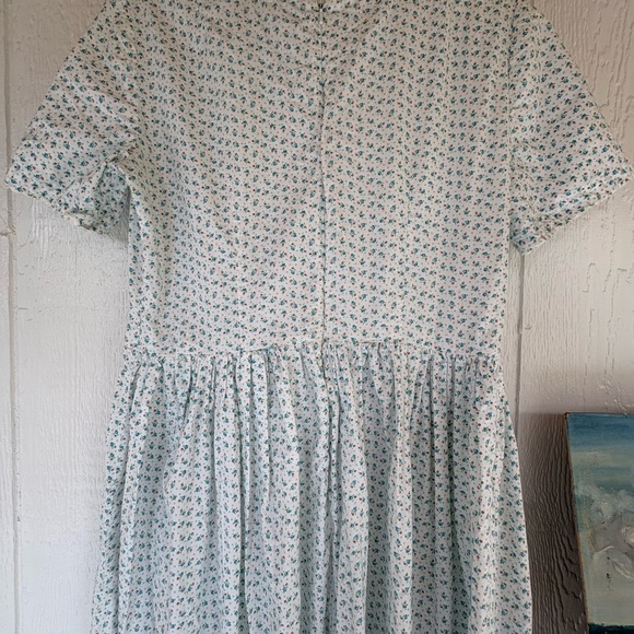 Vintage Blue Ditsy Floral Prairie Dress Large - Picture 7 of 10